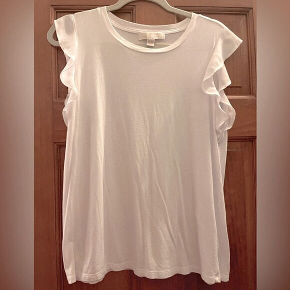 Michael Kors flutter sleeve top, white, women’s large - Picture 1 of 8